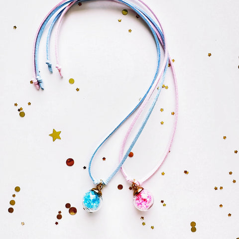 Pink and Blue Bubble Charm Necklace