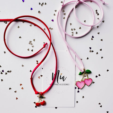 Suede Cherry Necklace