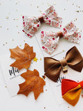Faux Leather Fall Print Bow