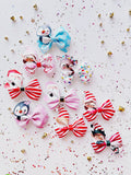 Christmas faux leather hair bow