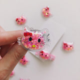 Pink Kitty Shaker Ring or Clip