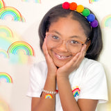 Primary Rainbow Pom Pom Headband