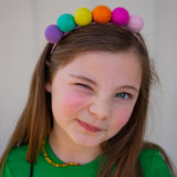 Pastel Rainbow Pom Pom Headband